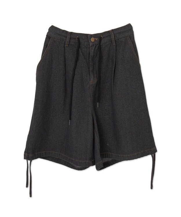 WEGO ドロストワイドルーズハーフパンツ ブラック