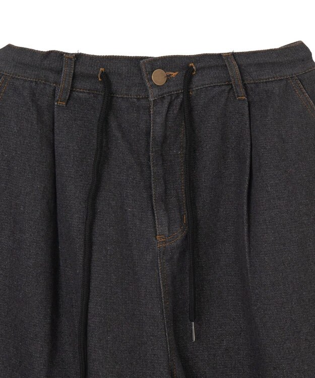 WEGO ドロストワイドルーズハーフパンツ ブラック