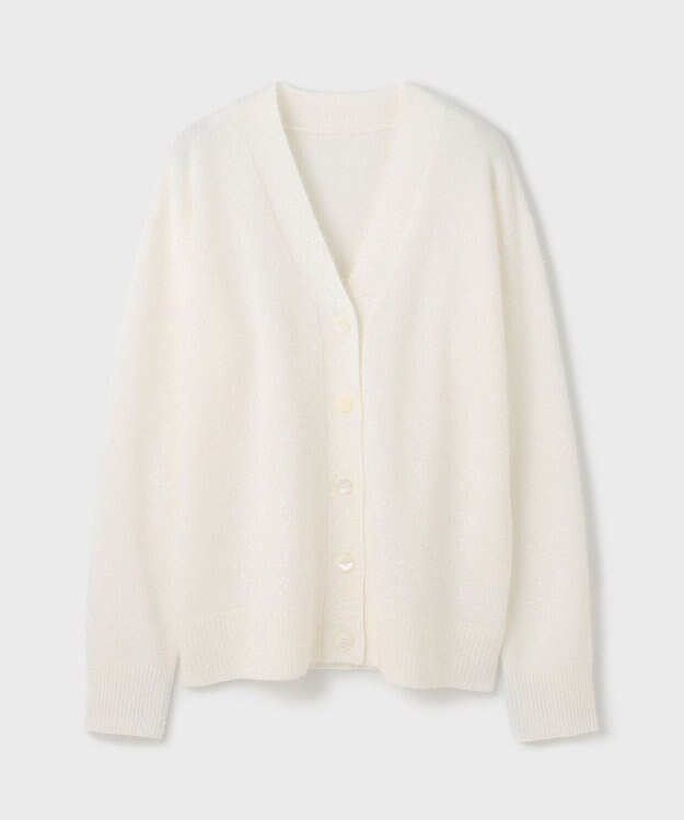 GRACE CONTINENTAL フィルムヤーンニットカーディガン ホワイト