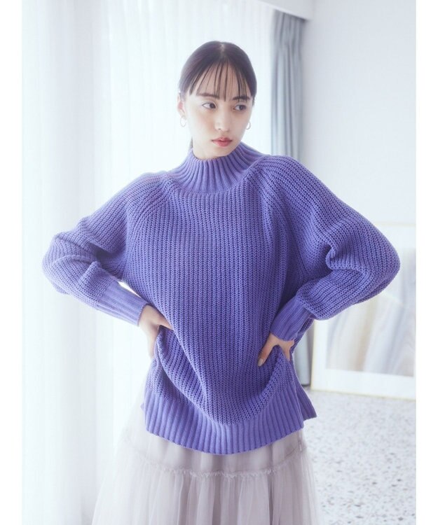 earth music&ecology マットベロアモールチュニック Blue