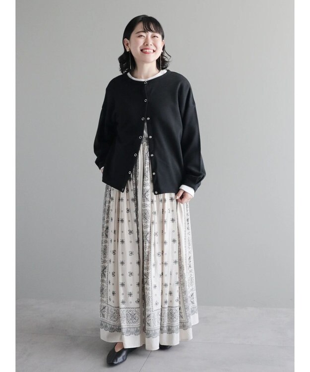 CRAFT STANDARD BOUTIQUE パネル柄マキシギャザースカート Light Beige