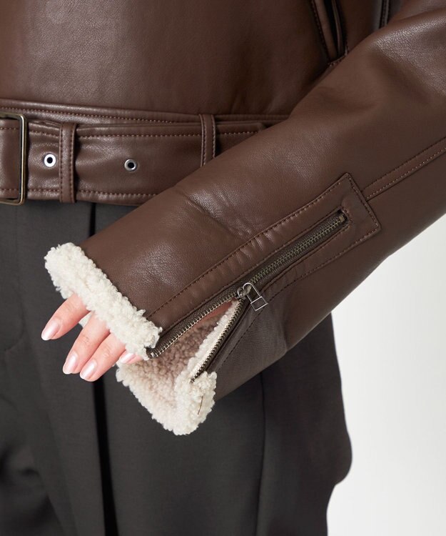 NAVE 【Nave】ヴィーガンムートン ライダースジャケット ブラウン系