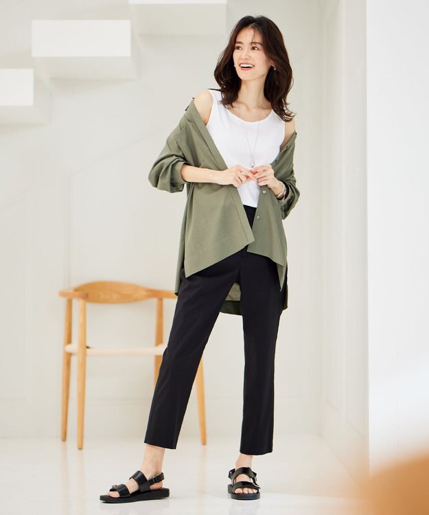 J.PRESS LADIES コットンリブ ノースリーブ カットソー ホワイト系