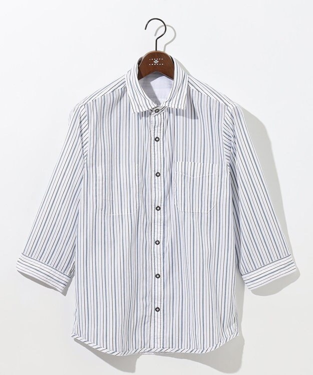 JOSEPH ABBOUD 【キングサイズ・2WAY/】ライトリバーシブルストライプシャツ ホワイト系1