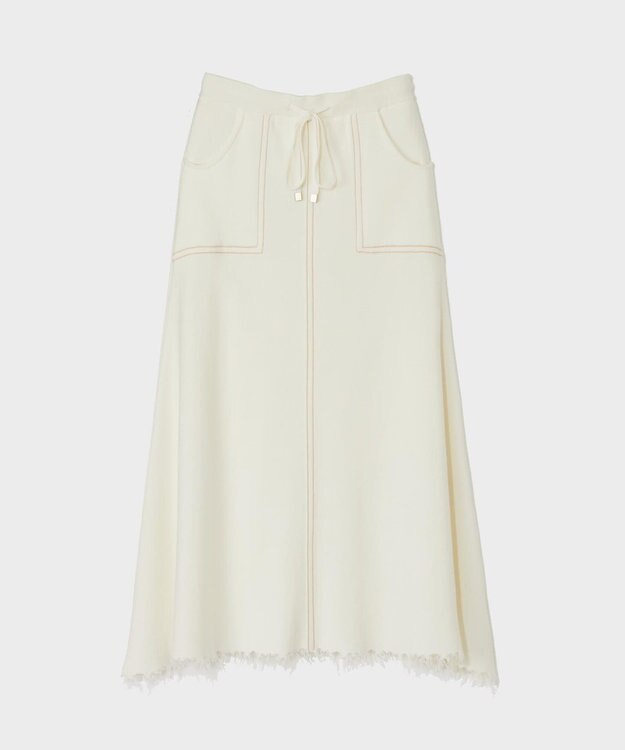 GRACE CONTINENTAL ミラノリブロングスカート ホワイト