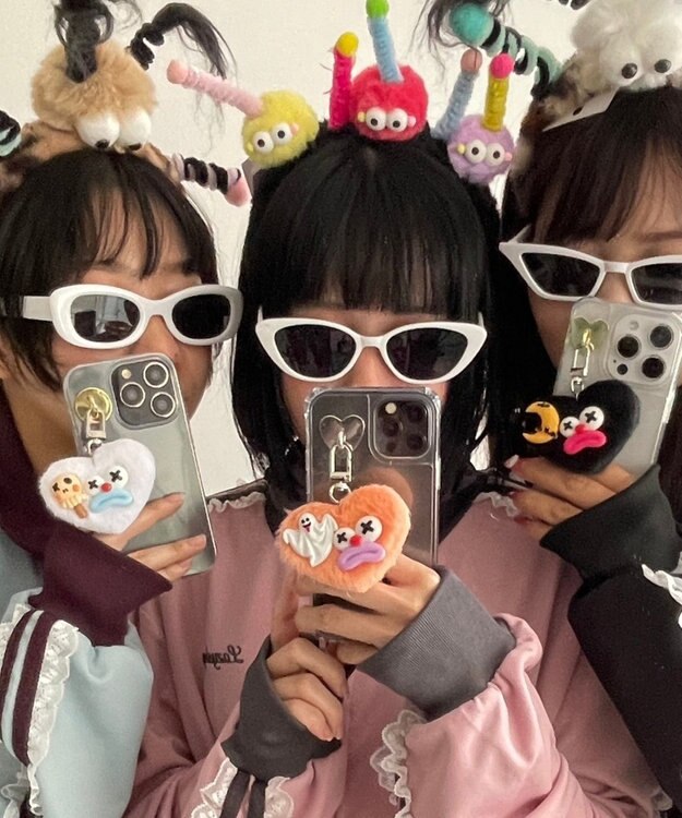 WEGO ミニハートピエロモンスターぬいぐるみキーホルダー オレンジ