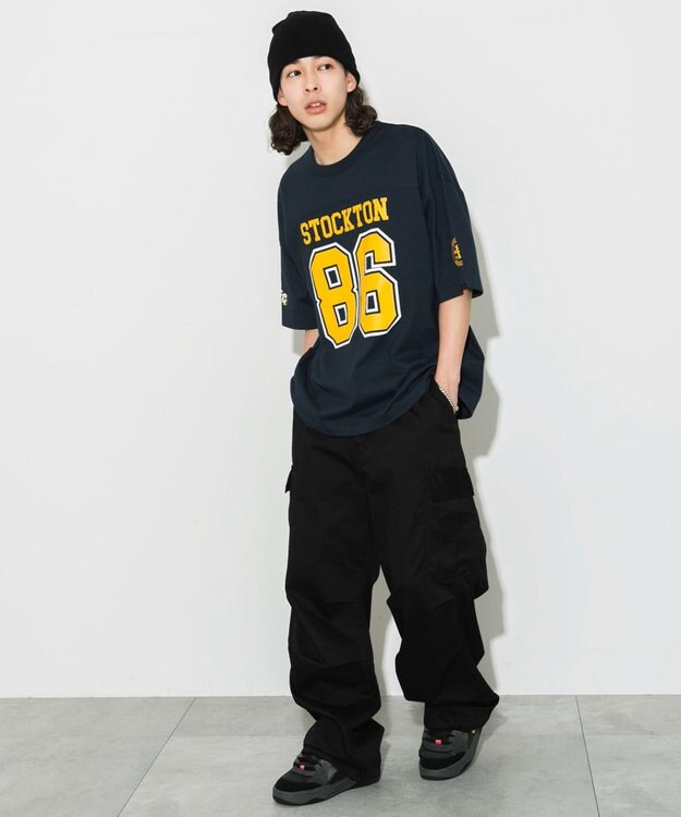 WEGO 【ユニセックス着用ITEM/手洗い可/MLサイズ】フットボールBIG　T（S） ネイビー