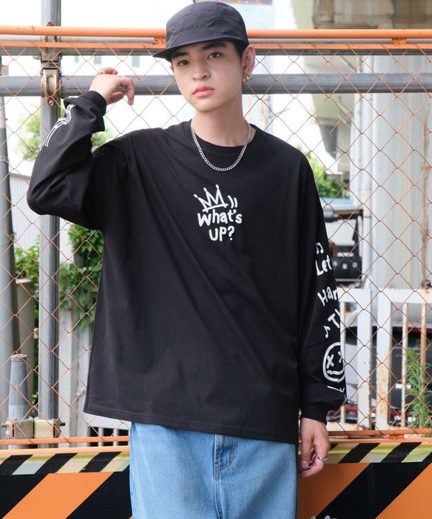 WEGO 【ユニセックス着用ITEM/2点SET】アクセ付きアンサンブルT（LS） ブラック