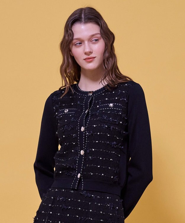 TOCCA 【八木アリサさん着用】FLOWER HIDE AND SEEK ニットジャケット ブラック系