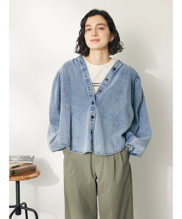 CRAFT STANDARD BOUTIQUE デニムギャザーヨークブラウス Sax