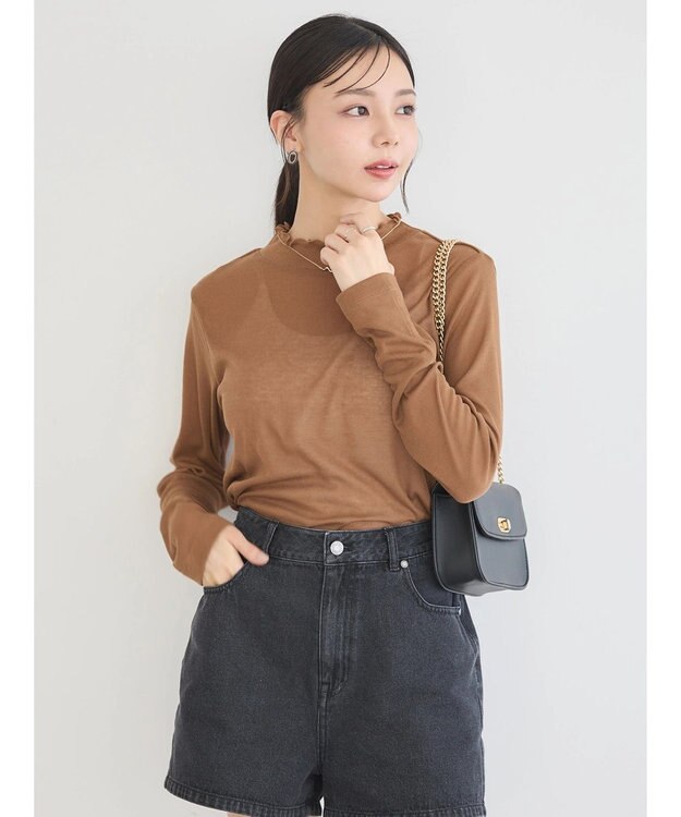 earth music&ecology シアーリブプルオーバー Camel