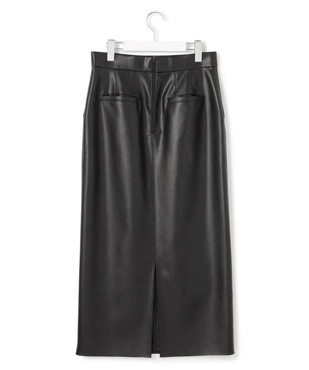 ICB L 【洗える】フェイクレザー ナロースカート ブラック系