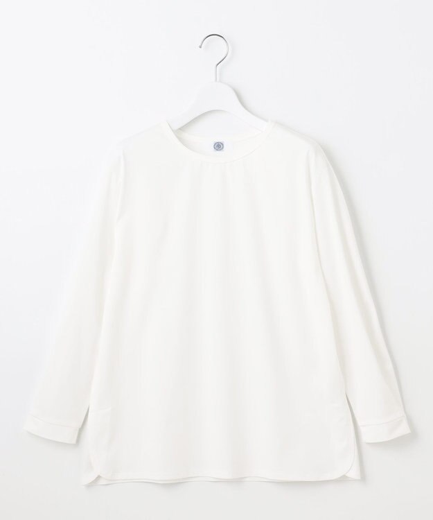 J.PRESS LADIES L プレーティング シャツテール ロングスリーブ Tシャツ ホワイト系