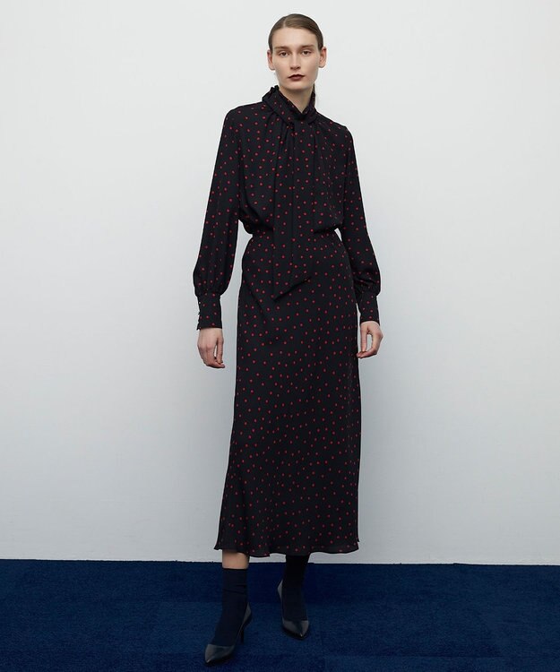 BEIGE， 【S-size】VIGNON / ドットスカート Navy×Red