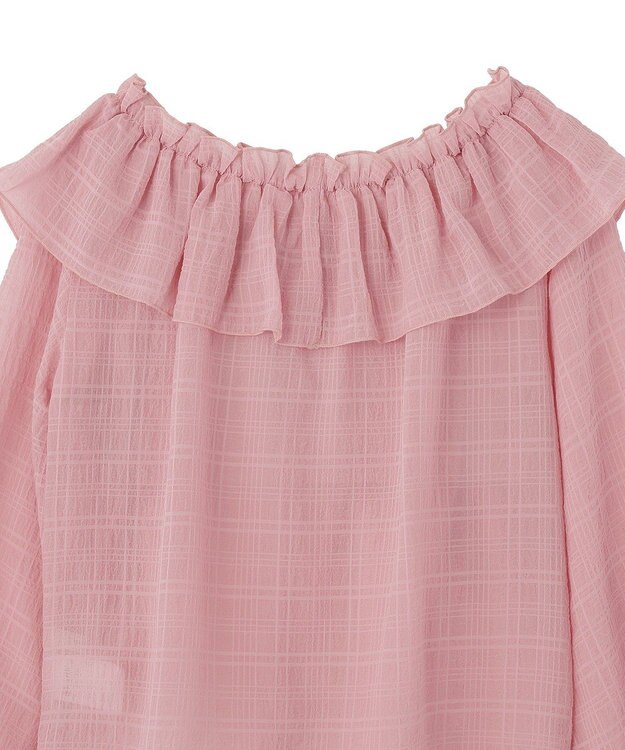 earth music&ecology シアーチェック2wayオフショルブラウス Pink