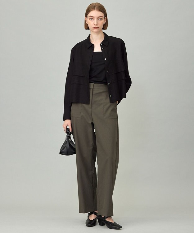 ICB L 【接触冷感・UVケア・速乾・洗える】カップ付きサテンキャミソール ブラック系