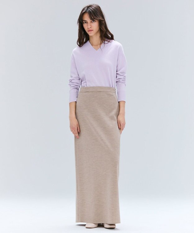 BEIGE， 【VERY NaVY12月号掲載】MONTAIGNE / イージーウエストウールロングスカート Taupe