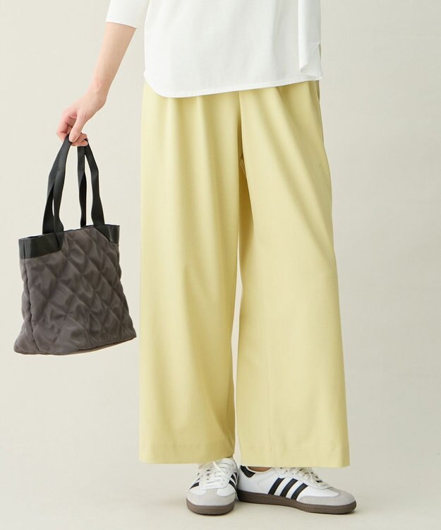 ANY イージーケアライトストレッチワイドパンツ イエロー