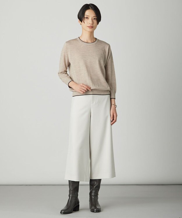 J.PRESS LADIES トリムツイン ニット ベージュ系