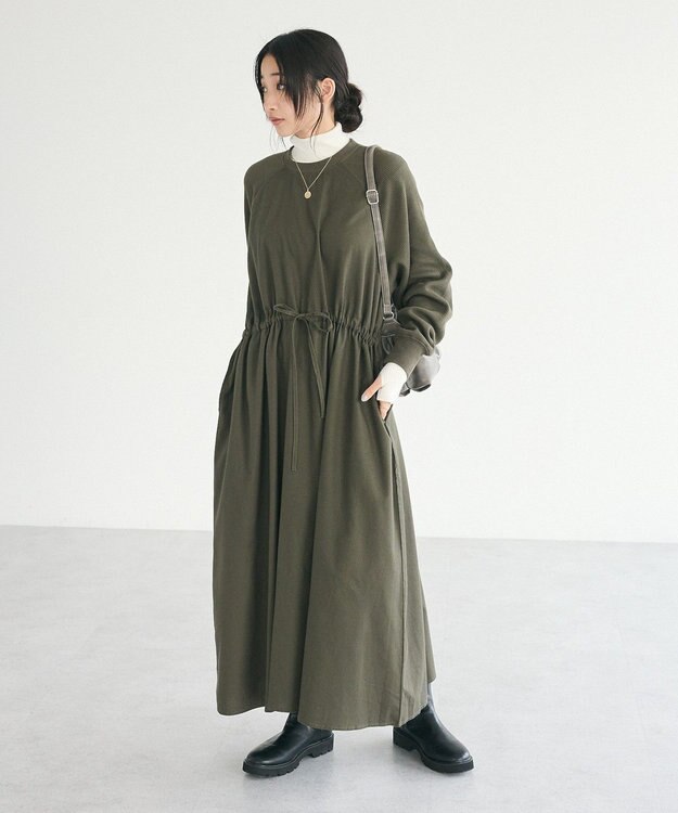 CRAFT STANDARD BOUTIQUE ワッフルスリーブワンピース Khaki