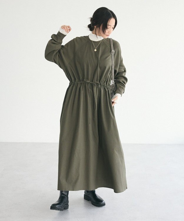 CRAFT STANDARD BOUTIQUE ワッフルスリーブワンピース Khaki