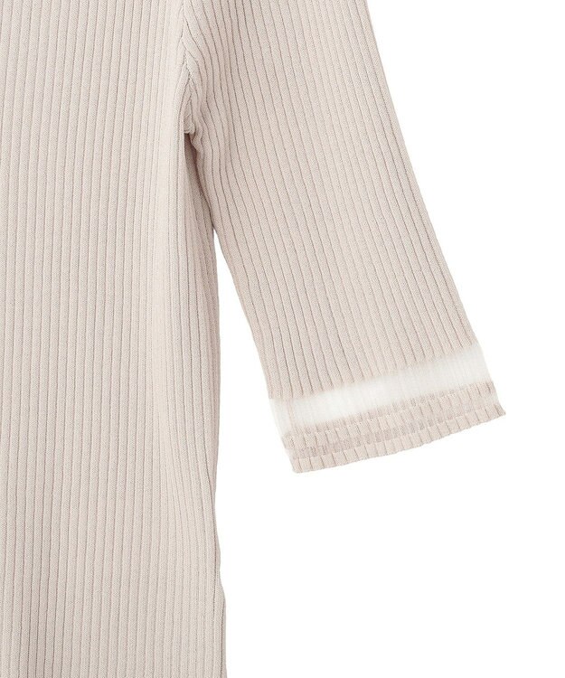 YECCA VECCA シアーMIX5分袖ニット Gray Beige