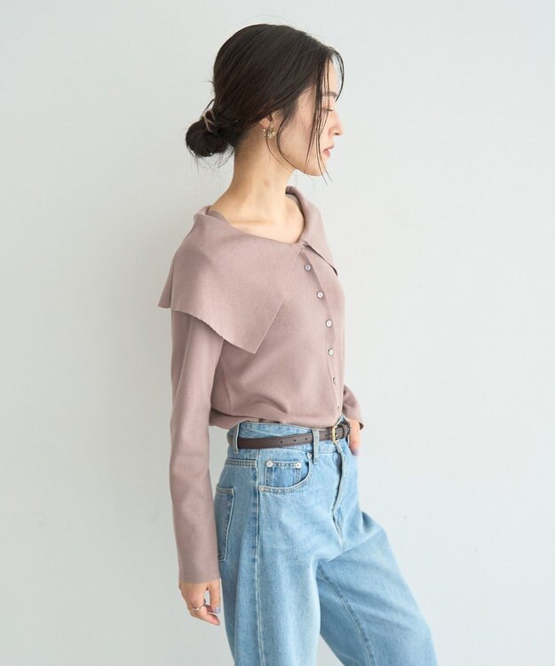 YECCA VECCA 2wayオフショルカラーカーディガン Beige