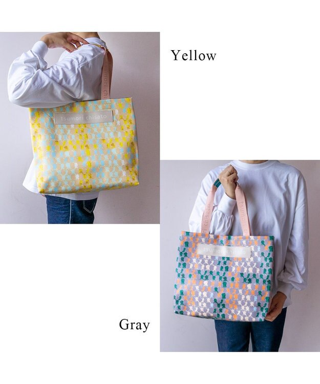 tsumori chisato CARRY タコチェック トートバッグ 【 水や汚れに強いコーティング 】 イエロー