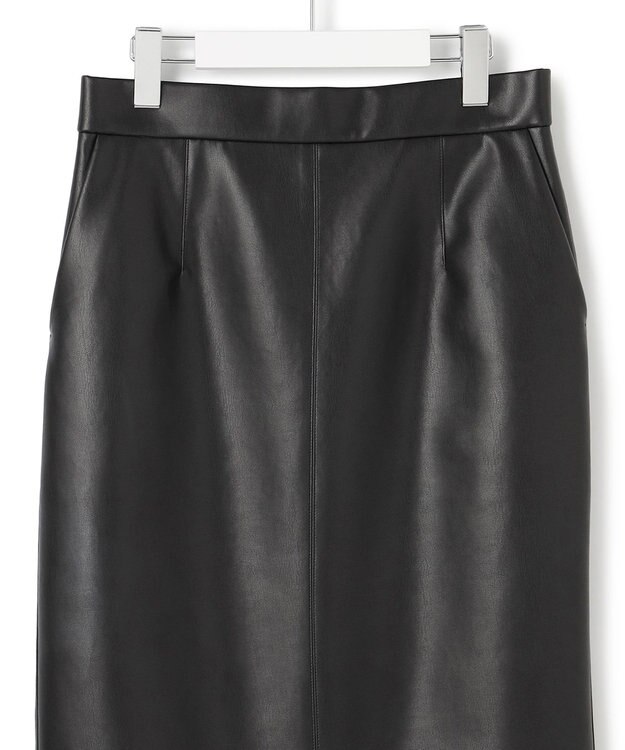 ICB L 【洗える】フェイクレザー ナロースカート ブラック系