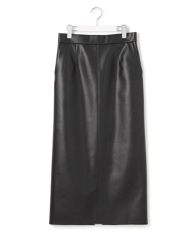 ICB L 【洗える】フェイクレザー ナロースカート ブラック系