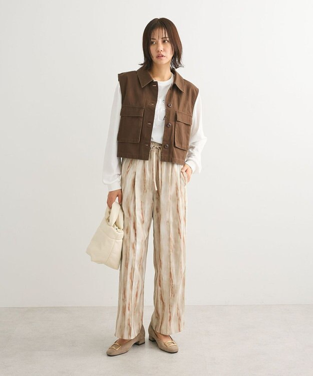 Green Parks アソート柄サイドラインパンツ Khaki