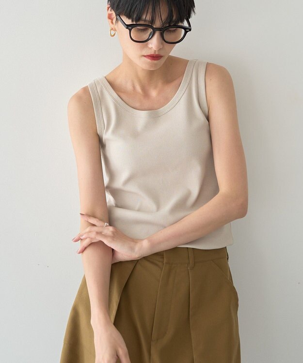 AMERICAN HOLIC テレコタンクトップ Beige