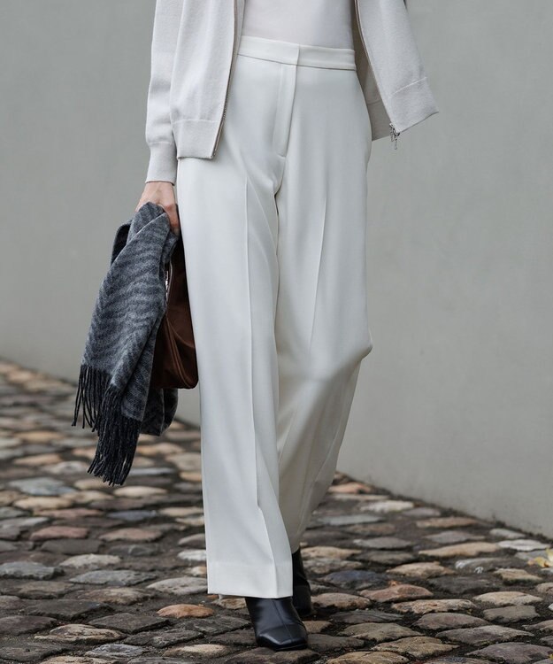 ICB 【洗える】 トリアセボディシェルピーチ ワイドパンツ オフホワイト系