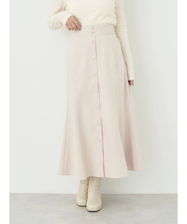 earth music&ecology フロントボタンスカート Beige