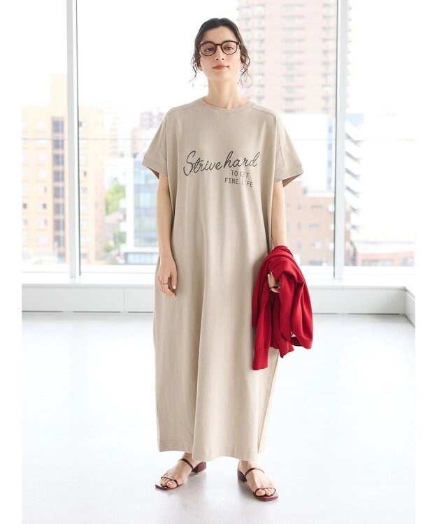 CRAFT STANDARD BOUTIQUE 10/- ヴィンテージフレンチスリーブワンピース Beige