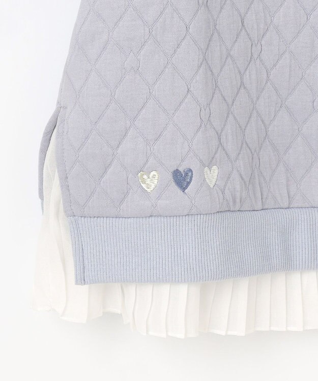 組曲 KIDS 【150-160㎝】ハートキルトジャガード トレーナー サックス系