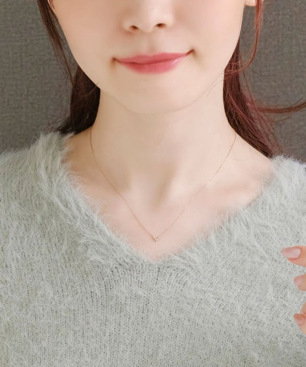 Phoebe 【K10RG】Vラインダイヤモンドネックレス/全長:40cm ローズゴールド