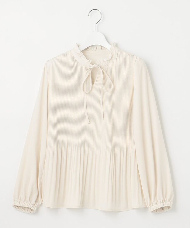 Feroux プリーツコンビ ブラウス アイボリー系