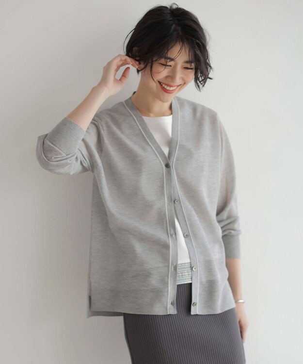 J.PRESS LADIES 【WEB限定カラーあり・洗える】Vis/Peスパーク ニット カーディガン グレー系