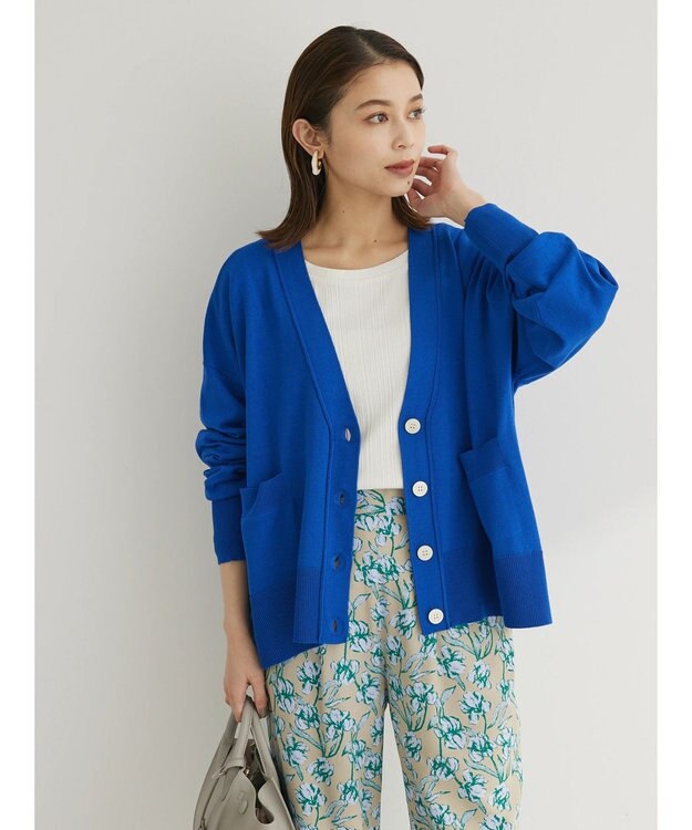 Green Parks 洗える　ショート丈カーディガン Blue