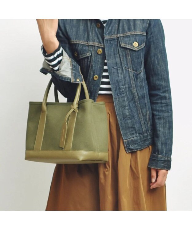 UNBILLION cachecache パーテーションキャンバストートバッグ カーキカーキ