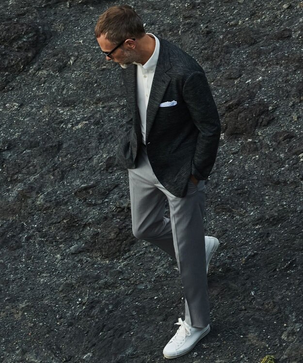 GOTAIRIKU ウエストアジャスター/折り目加工/吸汗速乾/洗える【ビジネス対応】クールマックスパンツ（24年モデル） ライトグレー系