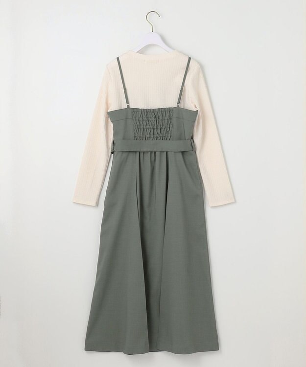 ANY SIS L 【2SET】ビスチェワンピース×シアーラッセルプルオーバーセット カーキ系