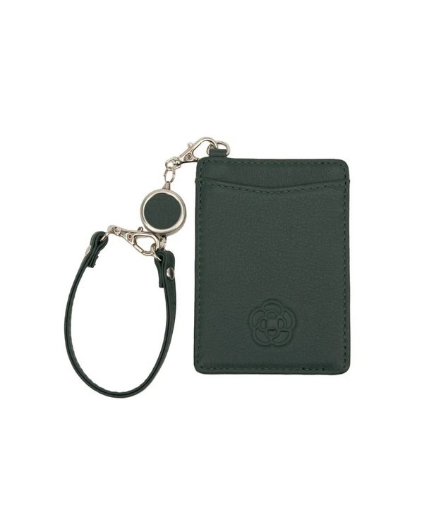 CLATHAS ワッフル リール付きパスケース グリーン