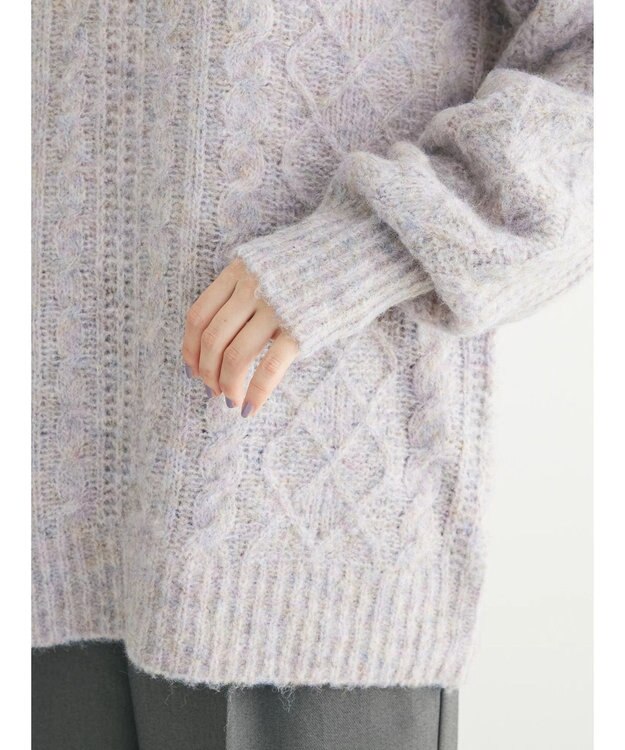 Green Parks フェアリーＭｉｘケーブルニットプルオーバー Purple