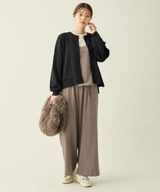 ANY L スウェットライクニットカーディガン ブラック