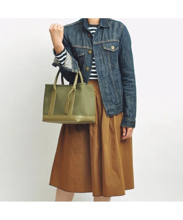 UNBILLION cachecache パーテーションキャンバストートバッグ カーキカーキ