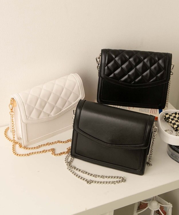 WEGO フラップデザインチェーンショルダー ブラック