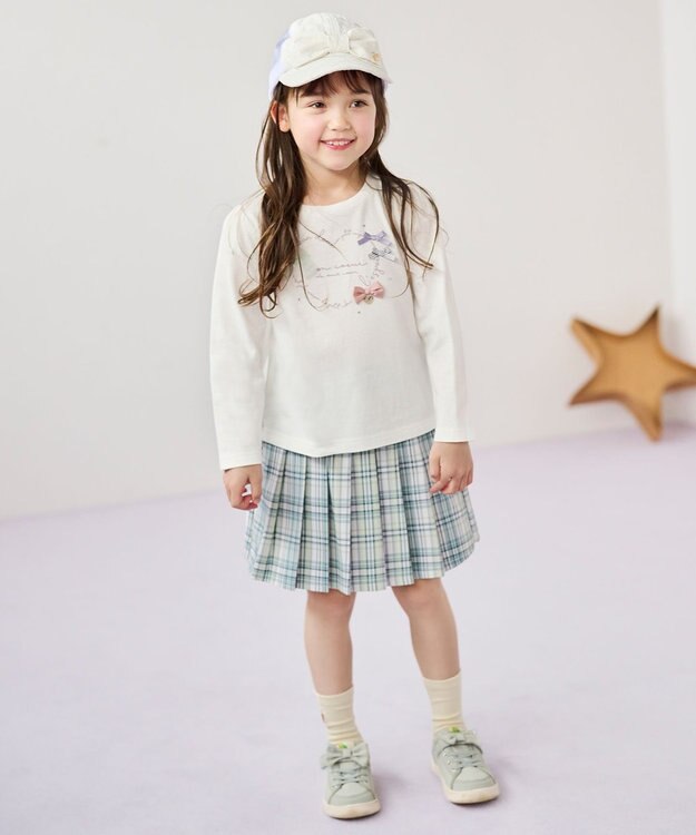 ANY KIDS リボン メッシュ キャップ ホワイト×レース