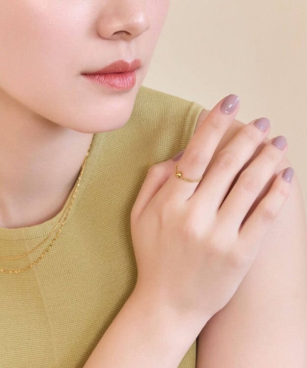 Phoebe 【金属アレルギー対応】ワンドロップメタルチェーンリング ゴールド